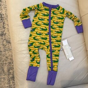 Mardi Gras Onesie Purple and Yellow Crocodile Print